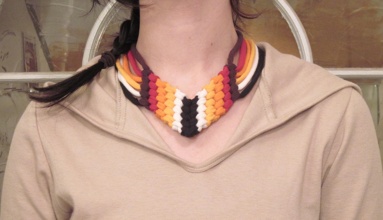 HORIZON stretch necklace  2-6 color   organic eco friendly