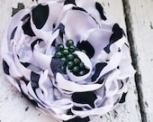 Black white fabric flower brooch polka dots floral pin peony handmade women fashion corsage sash europeanstreetteam
