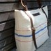 recycled antique linen carry all/tote bag with double buckle closure