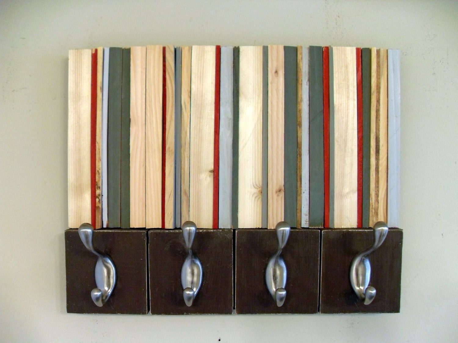 Wood Sculpture with Hooks - Coat hooks and Reclaimed Wood