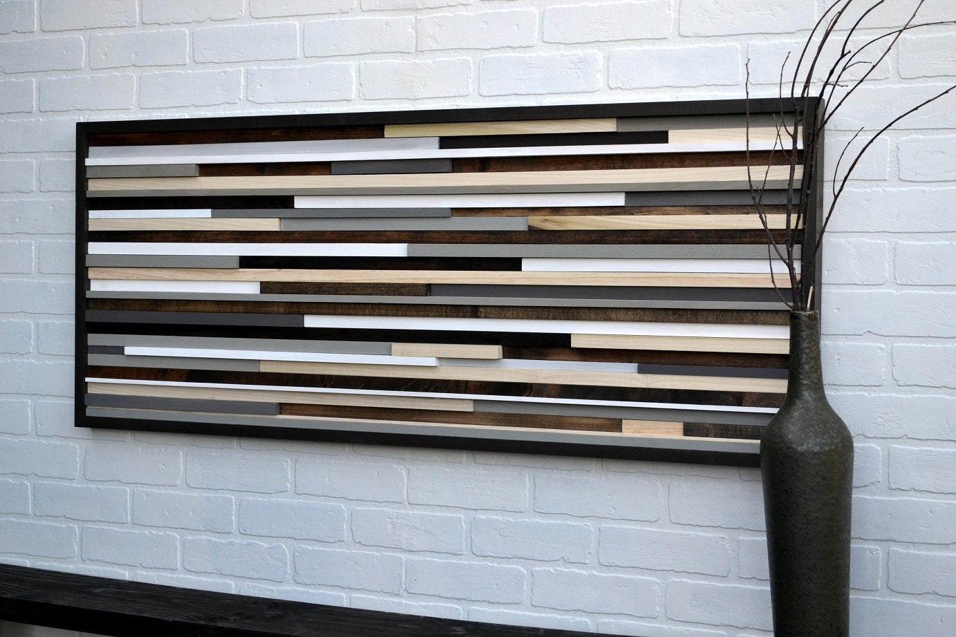 Wood Sculpture Queen Headboard - Horizontal Lines