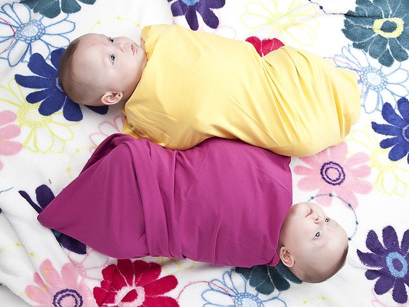 Swaddling Baby Blanket - Newborn in Organic Cotton Blends - Set of Two - Eco Friendly