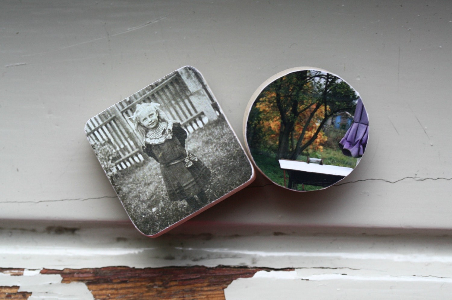 Little Lucy in the Garden Miniature Decorative Wood Block Wall Hangings
