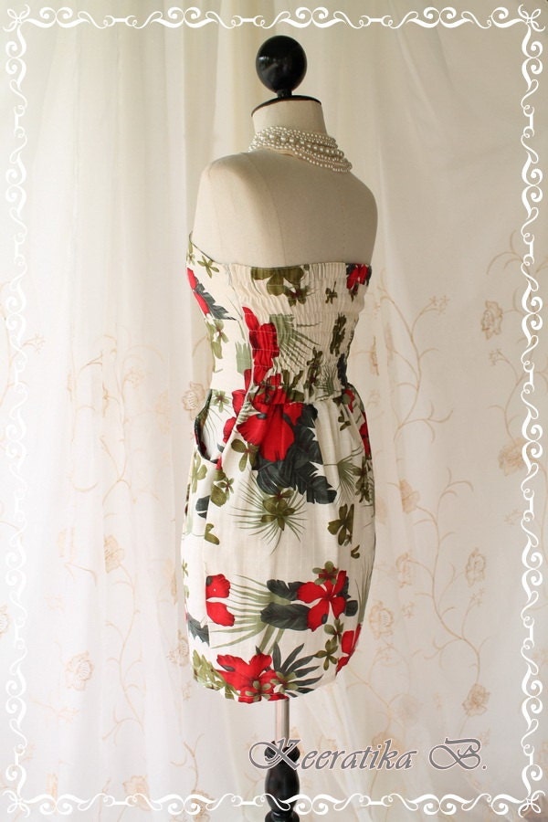 Summer Queen - Cocktail Prom Beach Party Night Dress Hippie Hibiscus flowers Print Spring And Summer Inspired