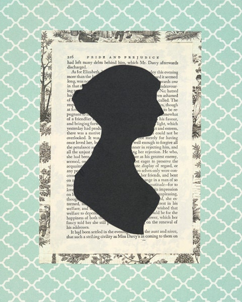 Jane Austen Silhouette Collage Print