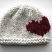 Handmade ivory wool knit Valentine hat