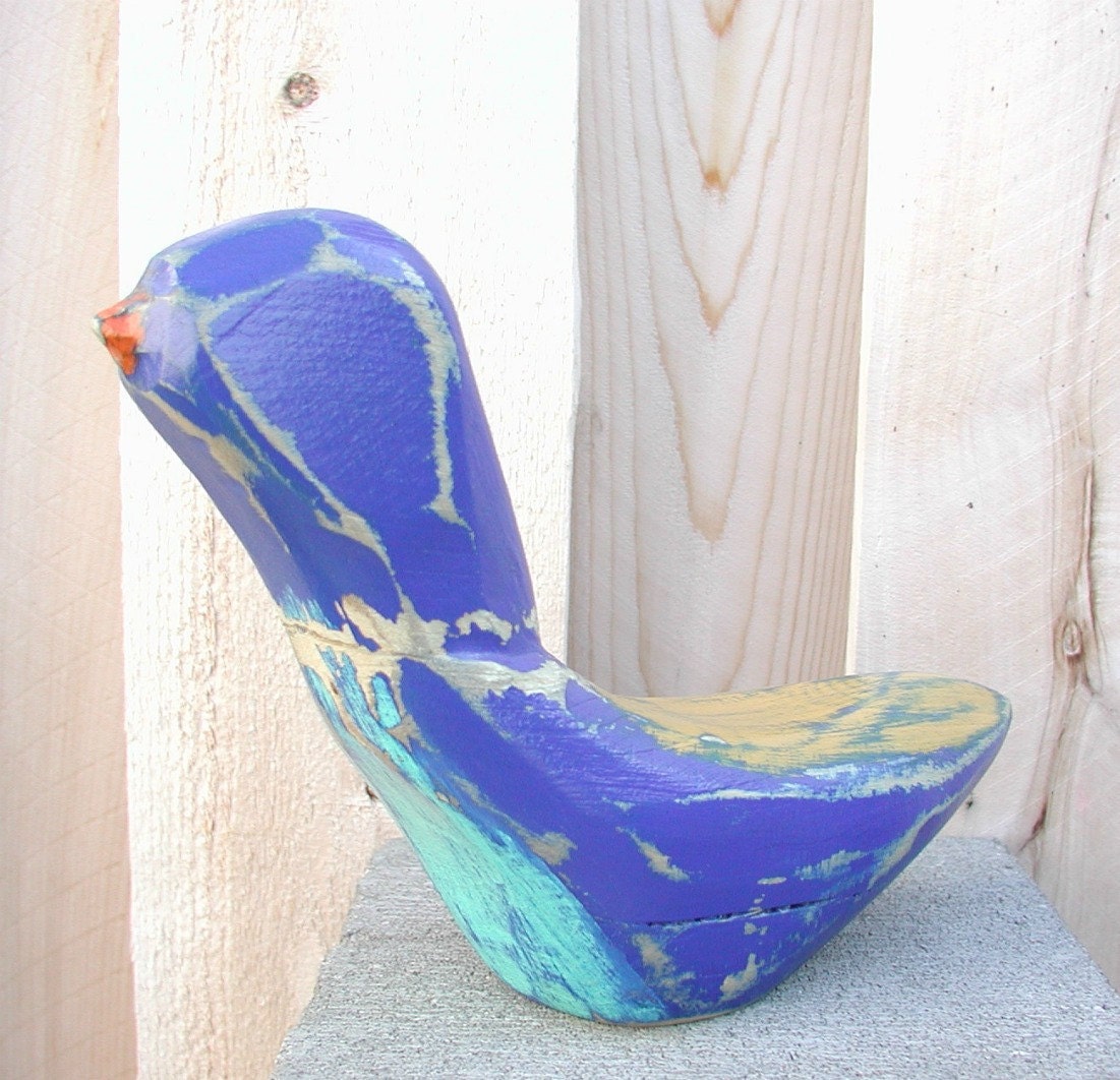 blue bird wood bird woodcarving sculpture
