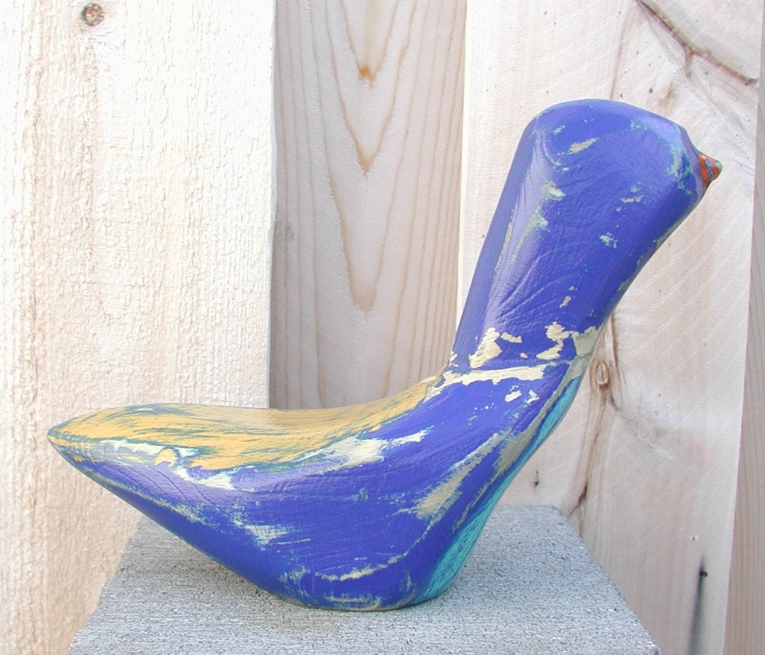 blue bird wood bird woodcarving sculpture