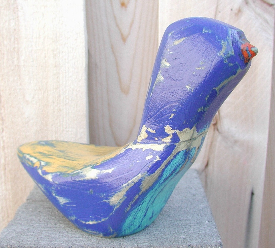 blue bird wood bird woodcarving sculpture