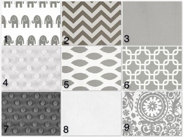 Custom Crib Bedding - 2 piece Set Gray and White