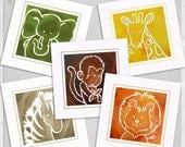 Baby Kids Jungle Zoo Animals Elephant Lion Giraffe Monkey Zebra Digital Prints Wall Art Nursery - Download Immediately