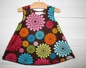 Girl's A-Line dress made with Robert Kaufman 'Flower Child' Fabric - Size 12 Months. Custom Sizes Available 6m - 6yrs.