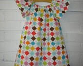 Child's Argyle Pattern Dress - Custom made in sizes from 12months to 6 years