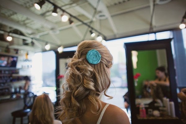 Bridal Hair Clip...Bridal Hair Piece...Bridal Head Piece...Bridal Rosette Clip...Flower Hair Clip..Hair Clip...blue...Tiffany