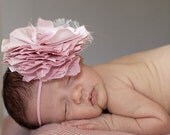 Newborn Baby Girl Headband...Pink Flower Headband..Newborn flower headband...Newborn Baby Girl Photo Prop..SKY