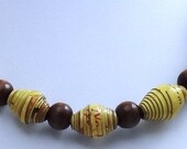 Chunky Paper Bead Necklace made from an Upcycled Trader Joe's French Toast Box
