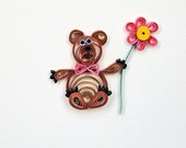Handmade Sorry Greeting Card - paper quilling teddy bear