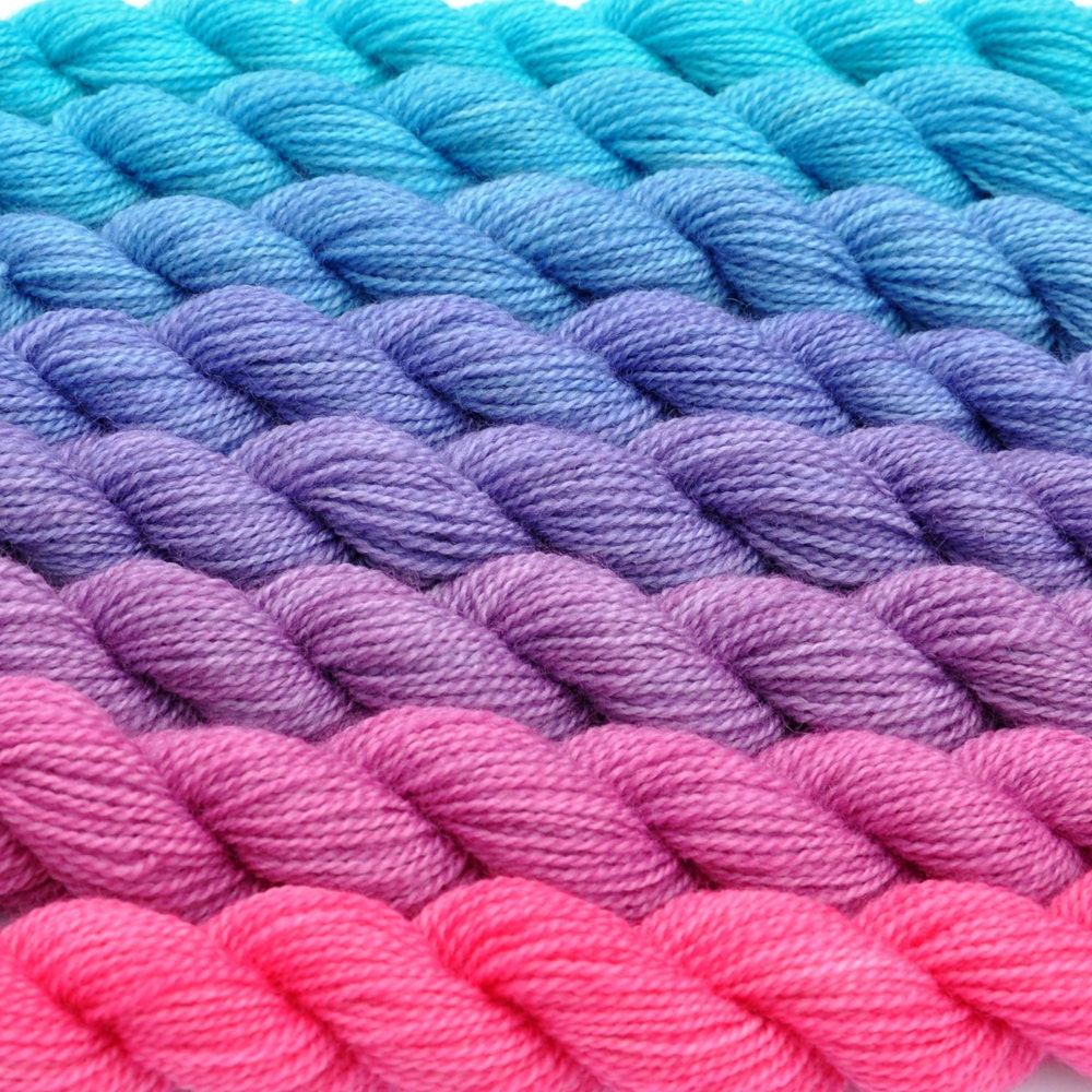 Magenta to Aqua Color Bridge Yarn Set
