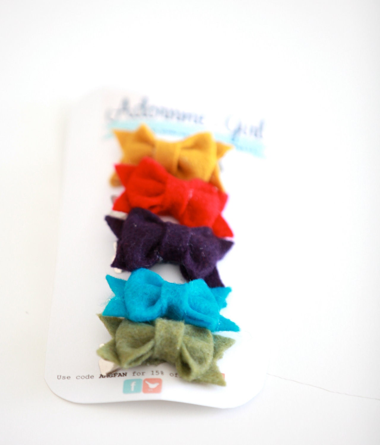 Perfect  Two Inch Felt Bow Hair Clips - Choose Four Colors