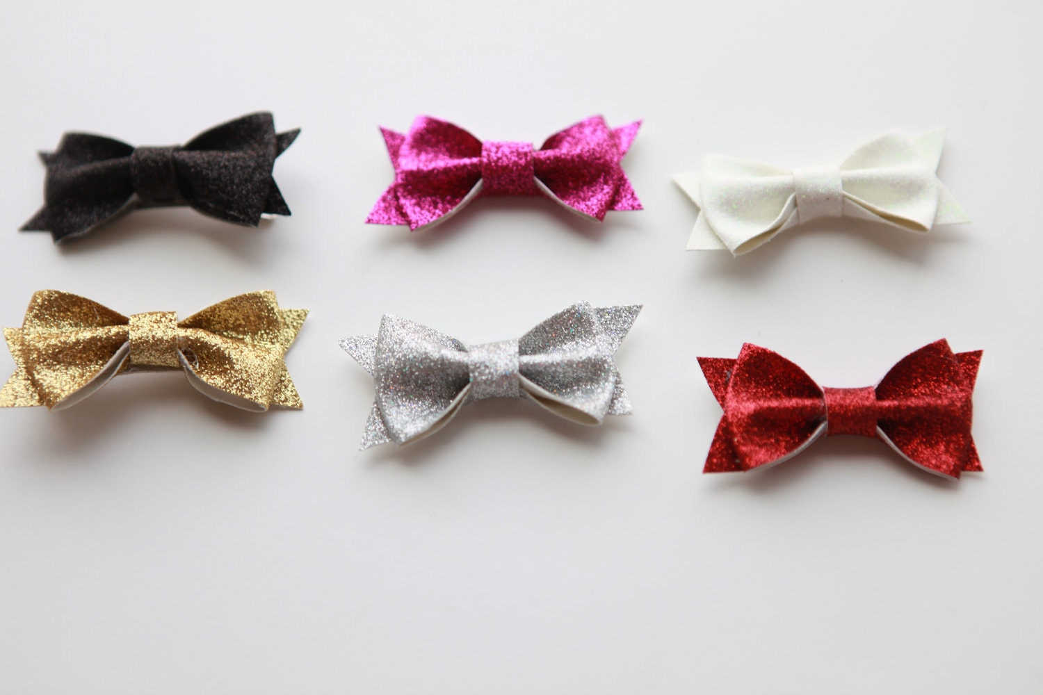 Glamorous Glitter Bow Set of Six Colors