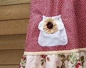 Shabby Chic Peasant Girls Dress Battenburg Pocket Dusty Rose Floral Random Dots Size 5
