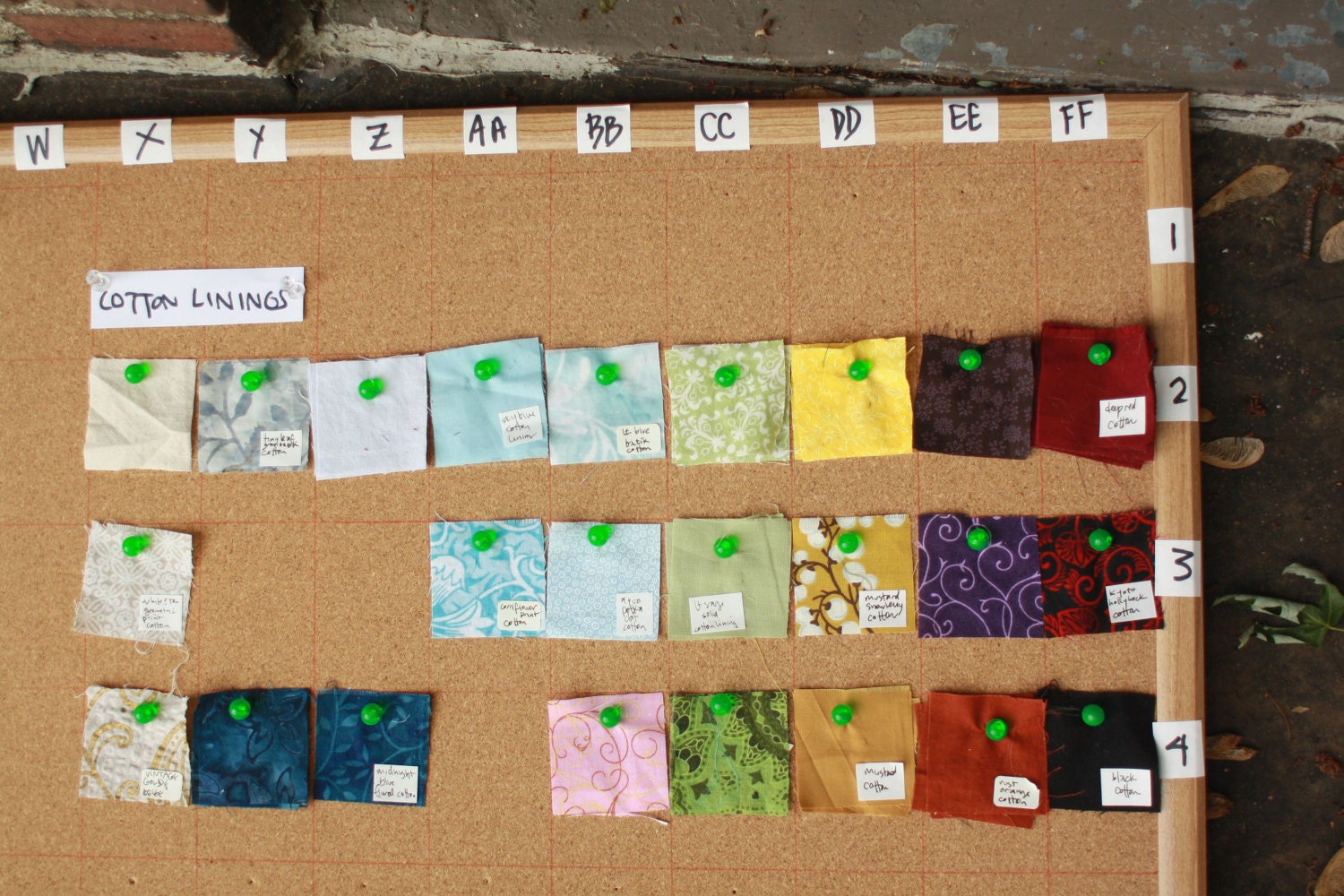 Swatches of Lining Fabrics for Color Matching Purposes