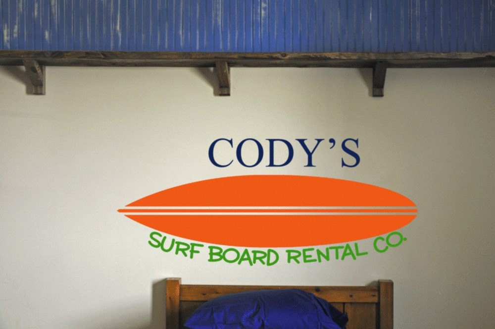 Customized Surfboard Name Vinyl Wall Decal