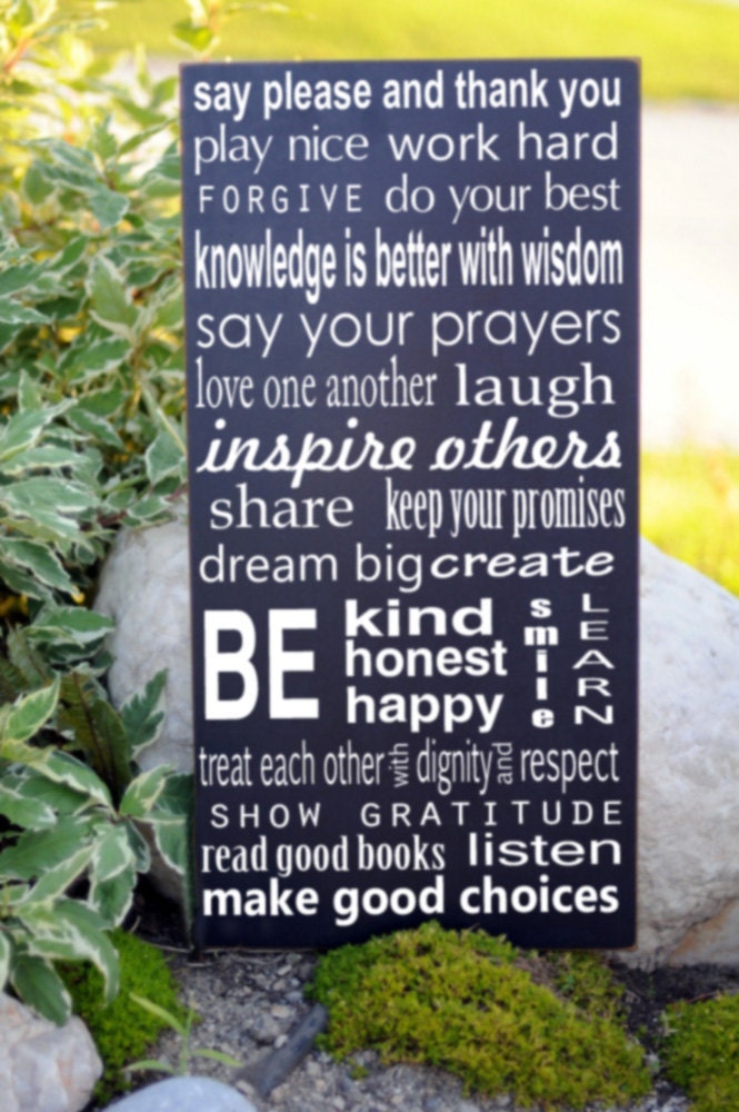 NEW Family Rules Subway Art Typography Word Art Sign - Your Choice of Color