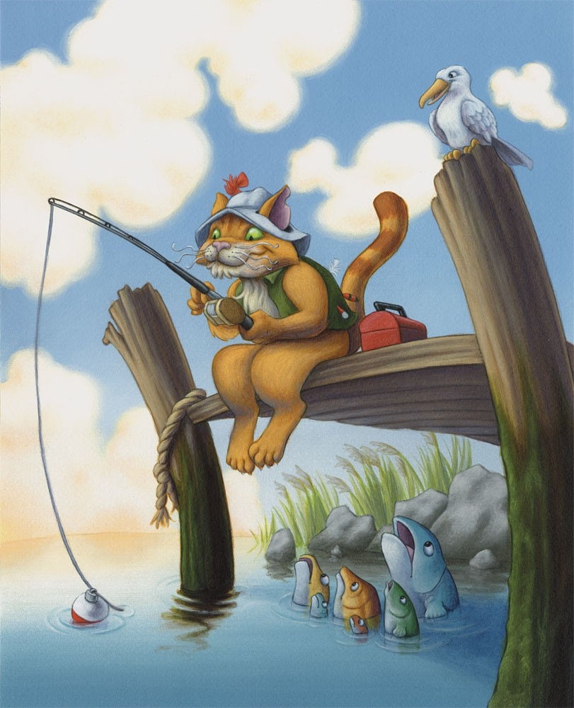 Fishing Cat Print