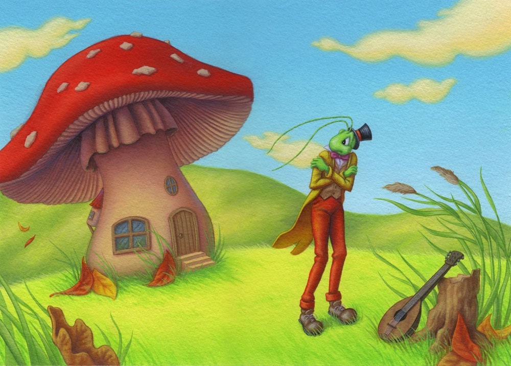 The Cricket and the Ant - Windy Autumn - Original Painting