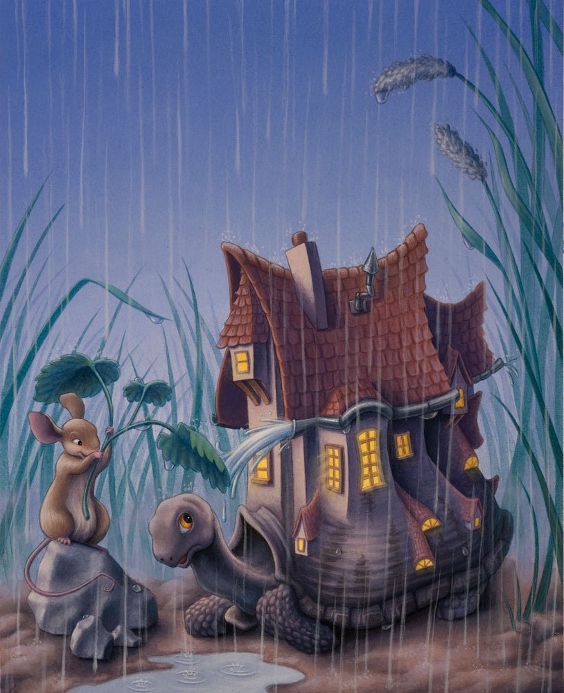Turtlehouse in the Rain - Original Painting