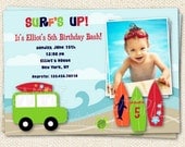Surf's Up  Surfing theme - Custom Printable Photo birthday Party invitation