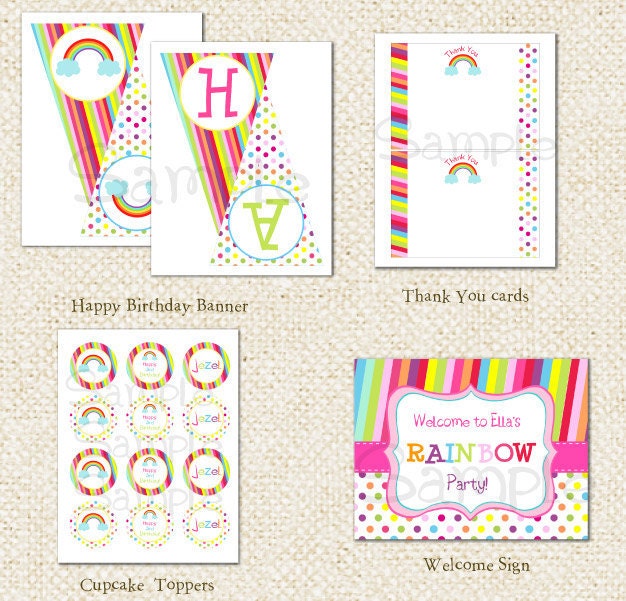 Rainbow Bright DIY Printable Personalized Birthday Party Pack Party Package
