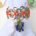 Beaded Soda Tab Napkin Rings - Millefiori - Set of 4 - red, blue, green, orange - upcycled/recycled - gifts under 20.00