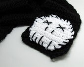 Skull Scarf Black & White Unisex Warm Winter Novelty Crochet Fun and Gothic