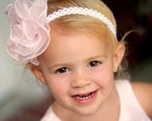light pale pink flower headband for toddler girls