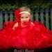 Red flower girls dress, tea-length, lots of ruffles, perfect for Christmas, Valentines, or weddings