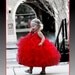 Red flower girls dress, tea-length, lots of ruffles, perfect for Christmas, Valentines, or weddings