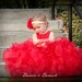 Red flower girls dress, tea-length, lots of ruffles, perfect for Christmas, Valentines, or weddings