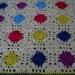 Handmade crochet blanket - Chunky yarn cream and mulit colour centre sections and edge (nannycheryl original) 583