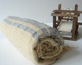 Handwoven Turkish Bath Towel -Produced by Silkworm  AGORA Peshtemal - Cream-Grey-UNIQUE
