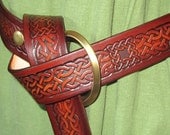 Plus Size, Leather Belt, Brown Celtic Ring Belt.Medieval, Renaissance, SCA, Fantasy