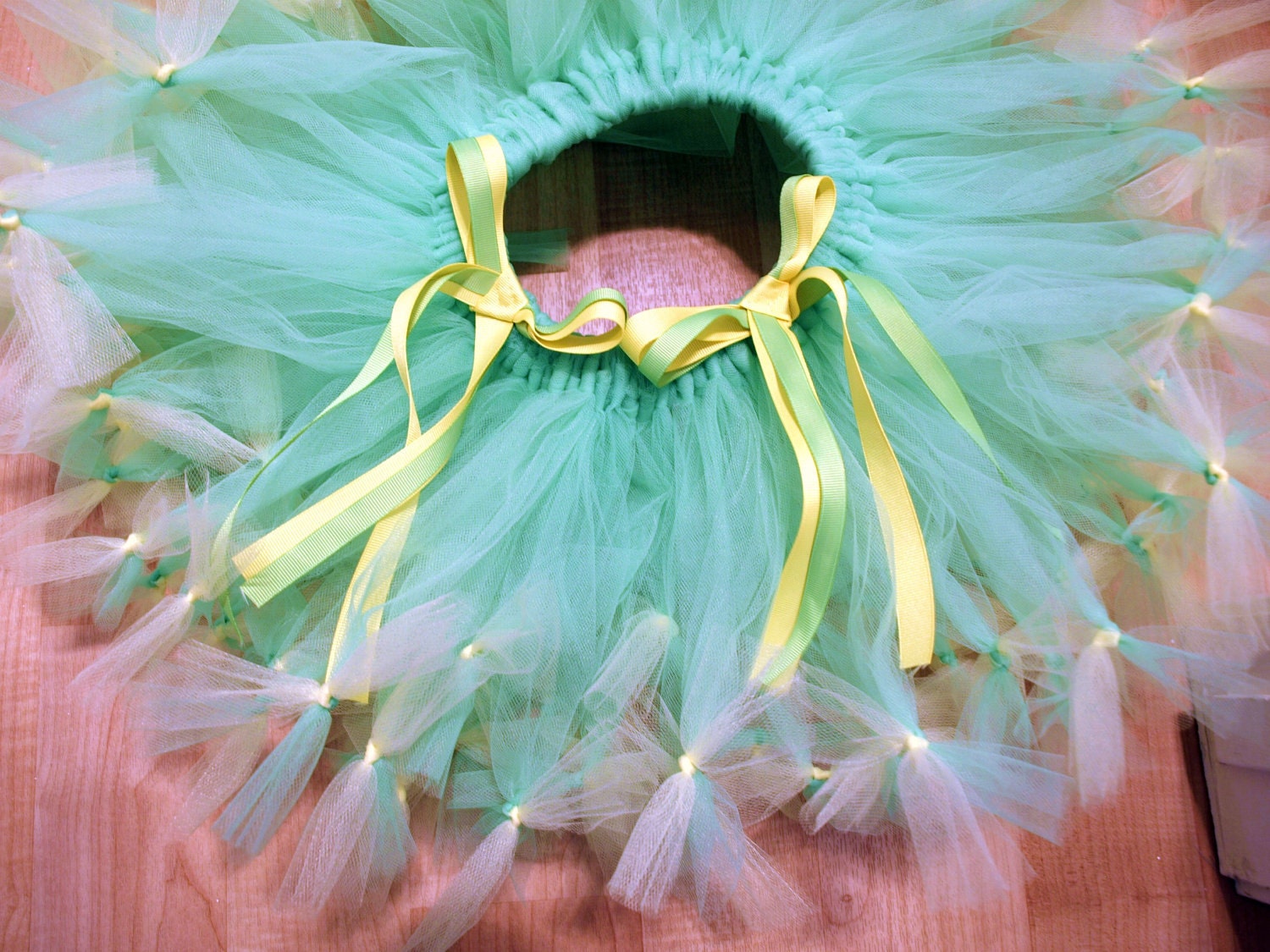 green and yellow pettitutu, custom made skirt newborn to 6t "citrus twist "
