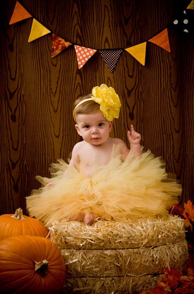 yellow tutu custom made, apron style, newborn toddler, baby, "yellow sunshine"