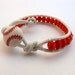 Beaded Leather Wrap Bracelet - BASEBALL or Softball - Red & White