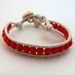 Beaded Leather Wrap Bracelet - BASEBALL or Softball - Red & White