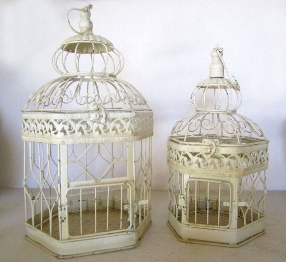 Personalized-LARGE Cream Hexagonal Birdcage-Wedding card holder