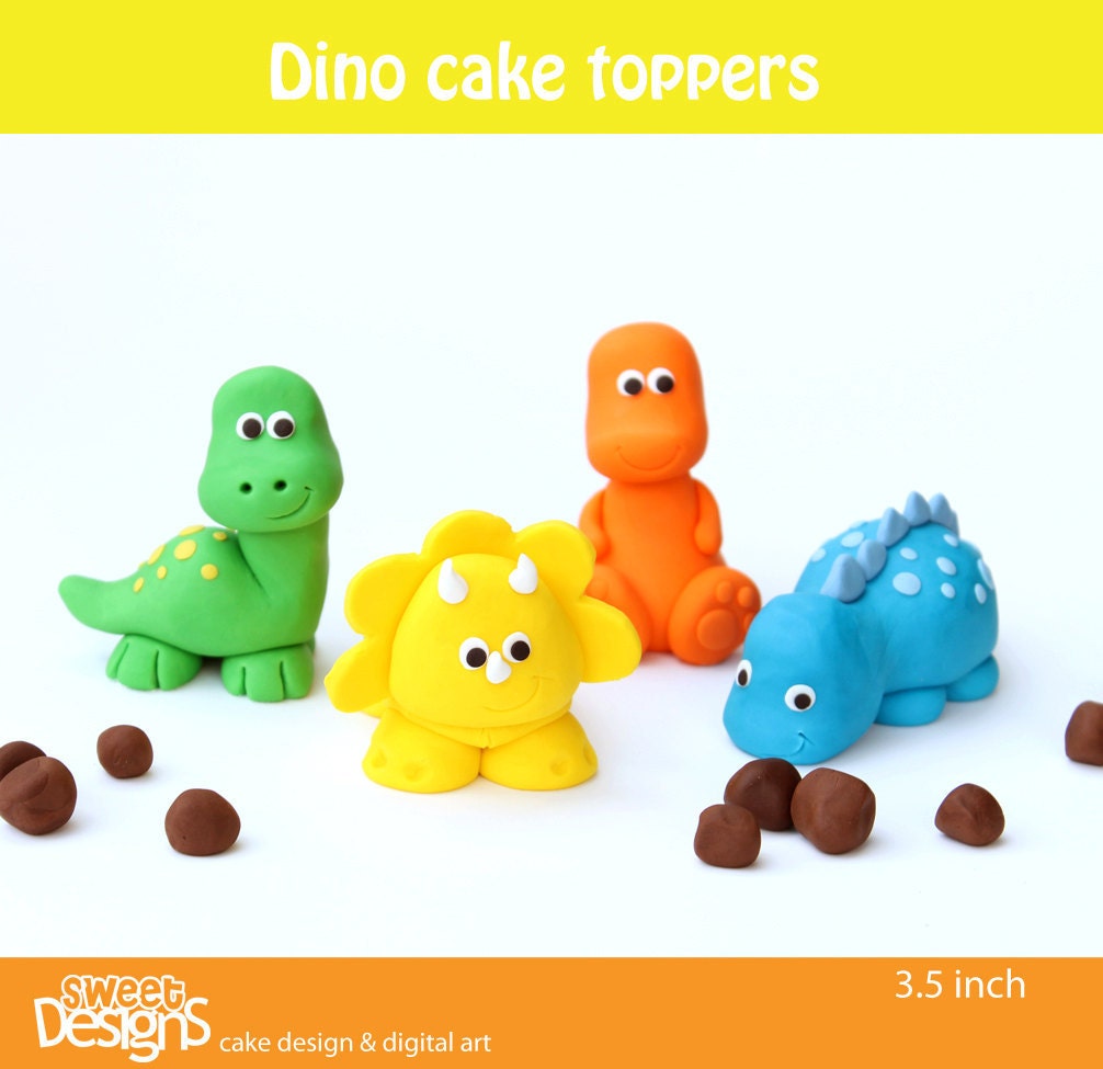 3d 4 Dinosaur Fondant Toppers
