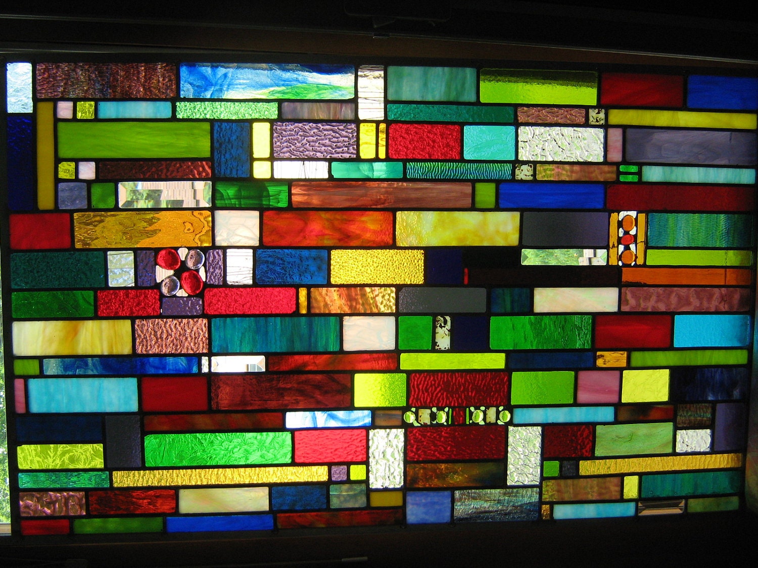 GARDEN ART Stained Glass Outdoor or Indoor Colorful Panel