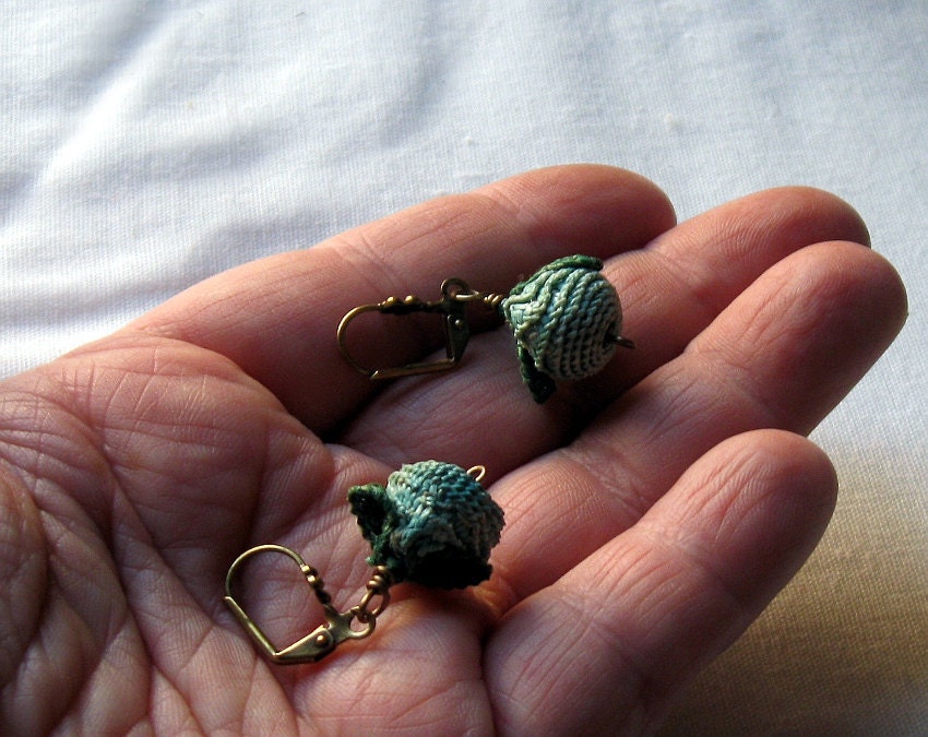 Aqua Bud Earrings / upcycled vintage